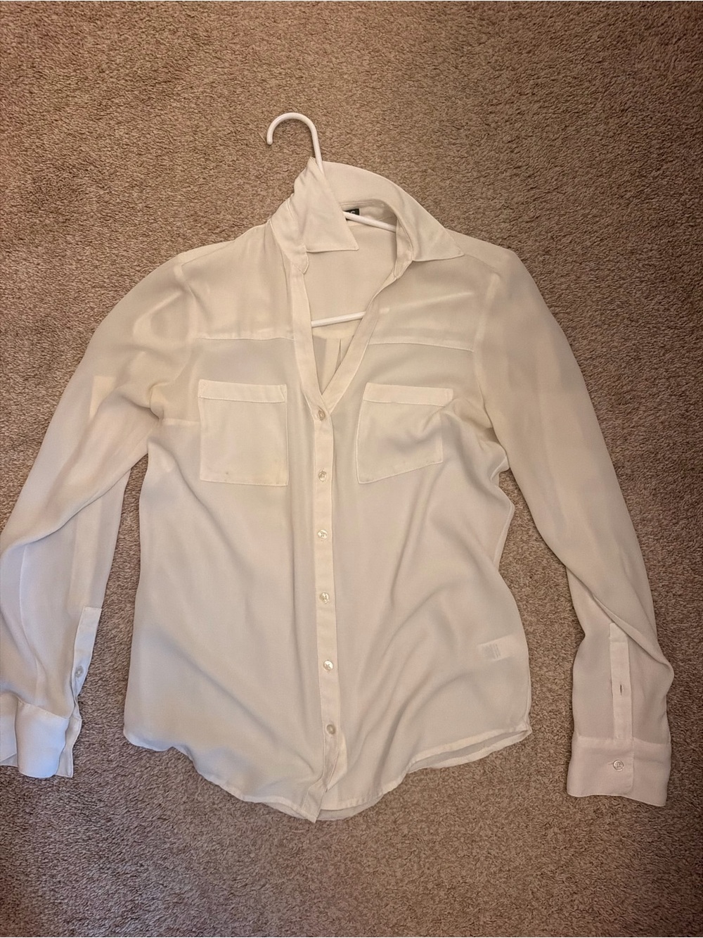 Express Cream Long-Sleeve Button-Up Shirt
